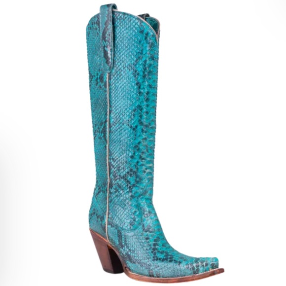 Corral Shoes - Corral Turquoise Snakeskin Western Heel Boots